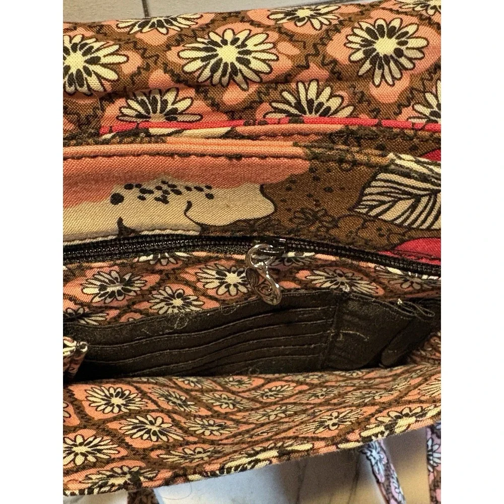 Vera Bradley Mocha Rouge Hipster Crossbody Pink Brown Floral Quilted Retired
